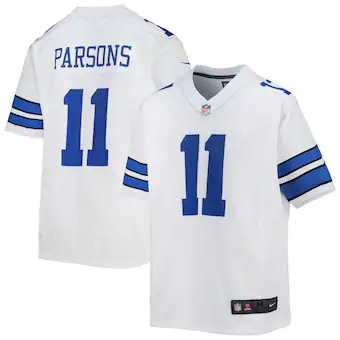 youth nike micah parsons white dallas cowboys game jersey_p